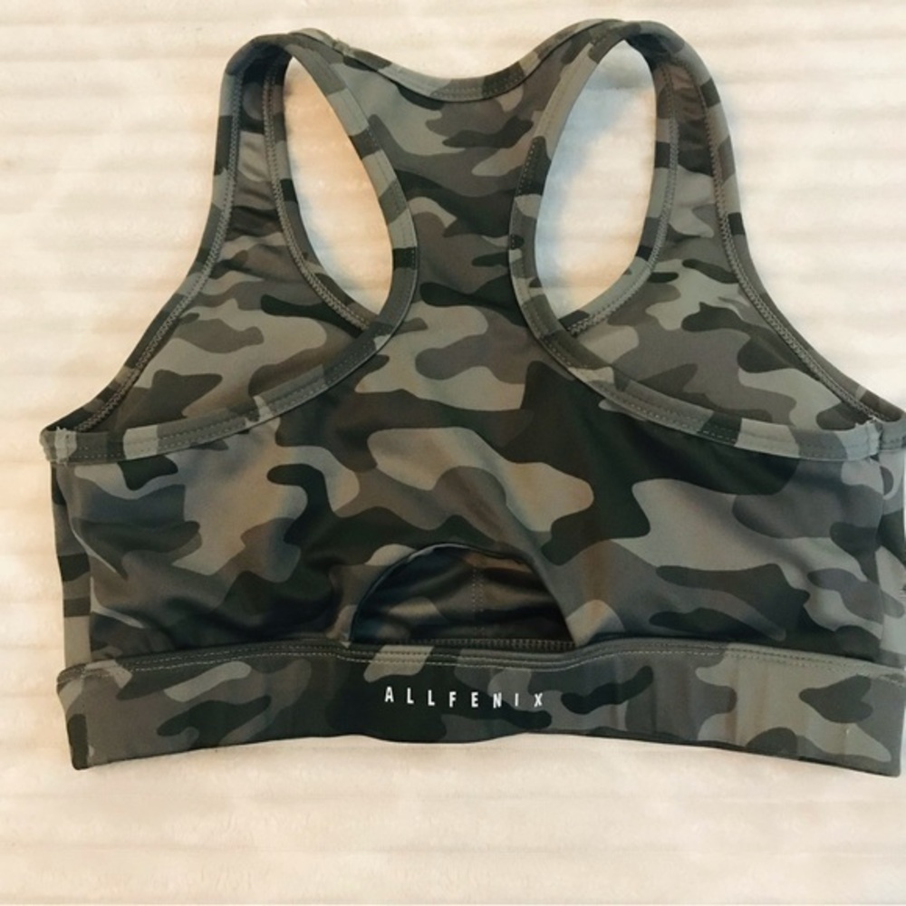 Anthropologie x All Fenix Camo Print Cutout Sports Bra Women’s size Small